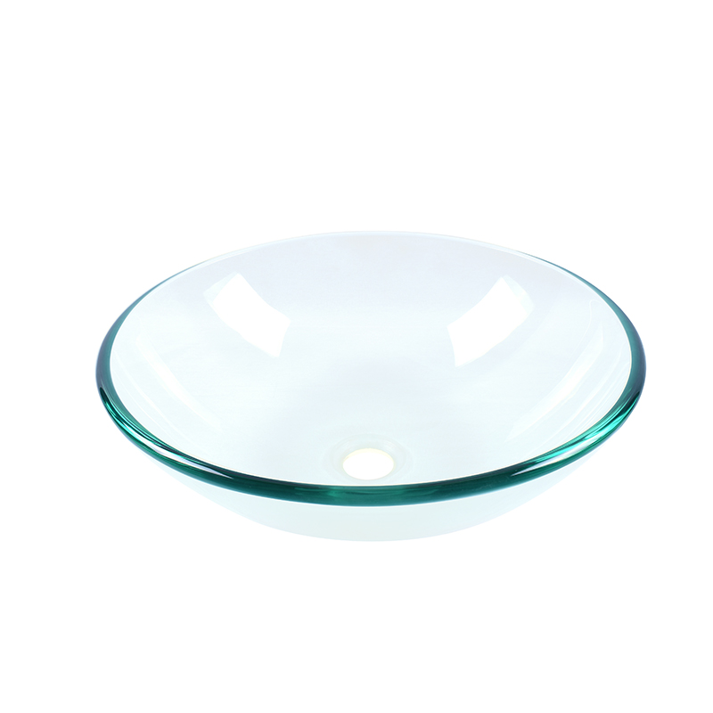 Bathroom Round Shape Tempered Clear Glass Vessel Wash Basin Sink Bowl