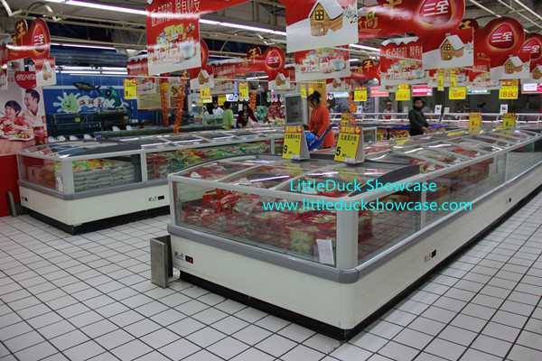 Supermarket Glass Door Island Freezer for Frozen Foods