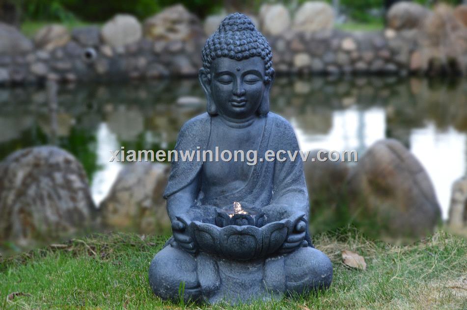 Outdoor Small Stone Sitting Buddha Statue Garden Fountain
