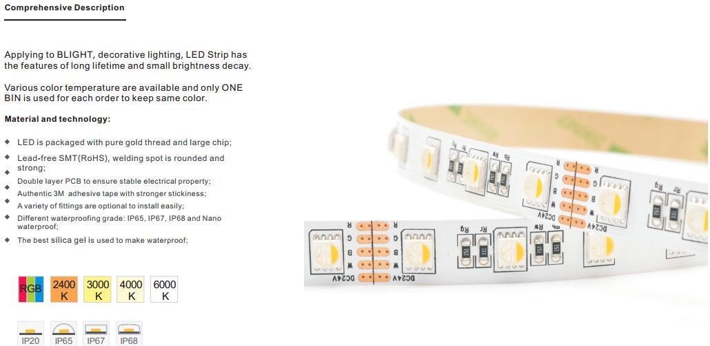 SMD5050 RGBW 4IN1 60LEDs LED Strip Light Quality LED chip and high lumen