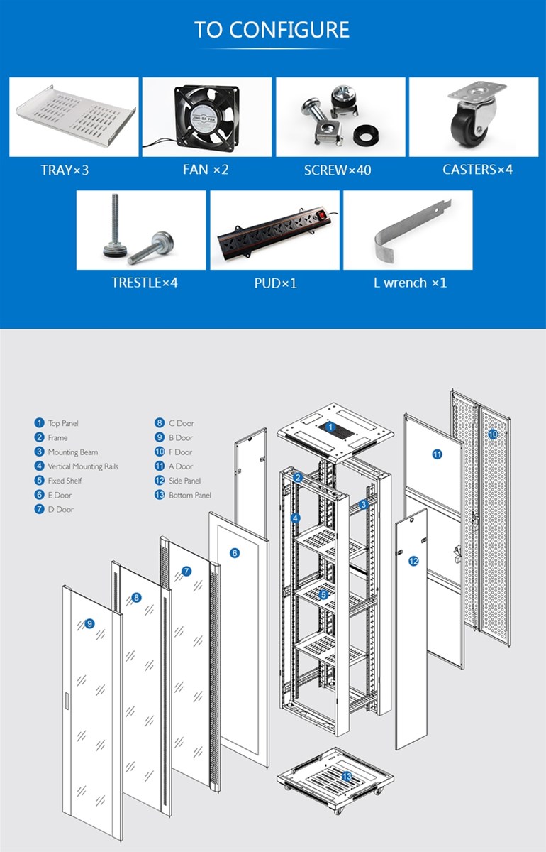 Made In China 18U48U 19 Inch Floor Network Cabinet for Data Center