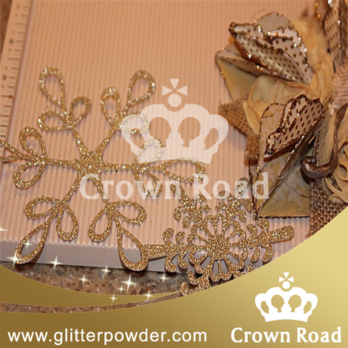 Gold Glitter Powder Applied In Christmas Snow Flakes Decoration