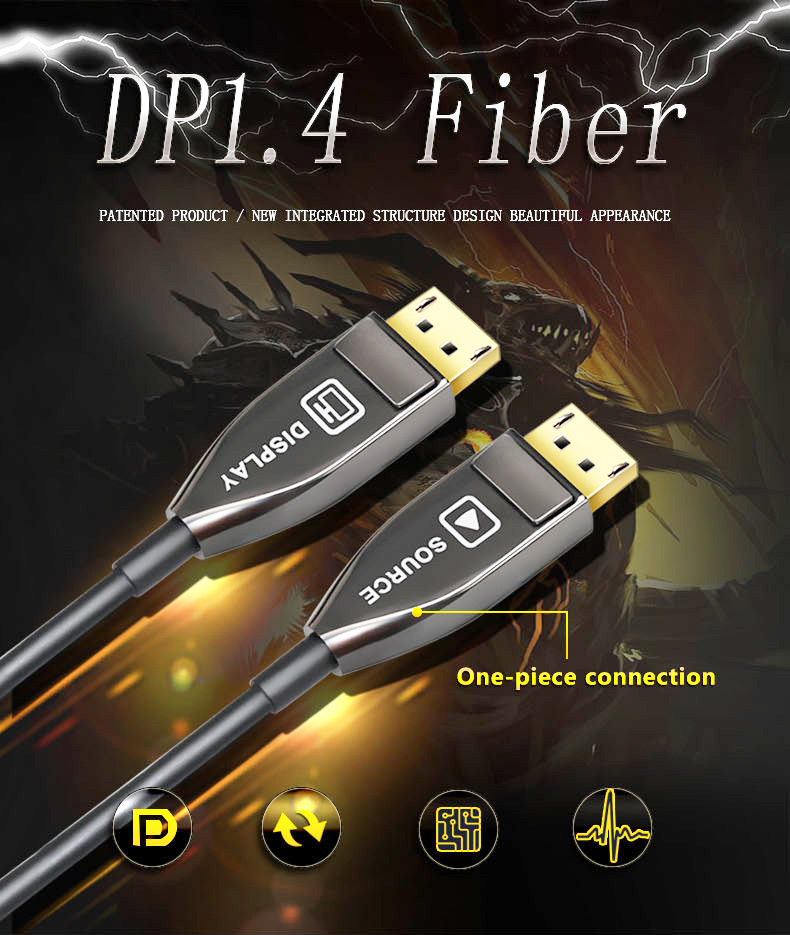 support 1080p 4k male to male DP 14 AOC Fiber Cable