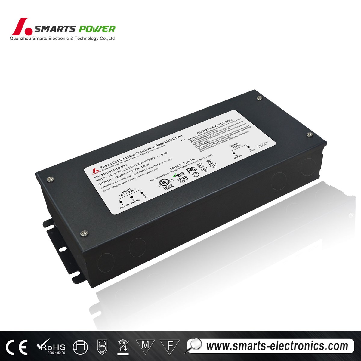 12v 120w Triac Dimming Led Driver With ETL Listed For LED Strip