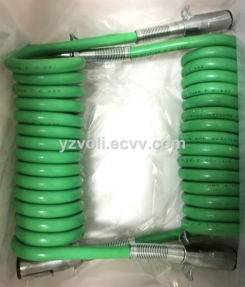 Trailer Connector Coiled Green Cable Truck ABS Power Cord 7 Core