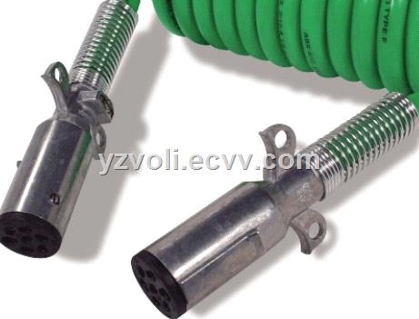 Trailer Connector Coiled Green Cable Truck ABS Power Cord 7 Core