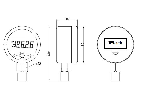 DPG280 stainless steel digital pressure gauge with 4bitlcd display
