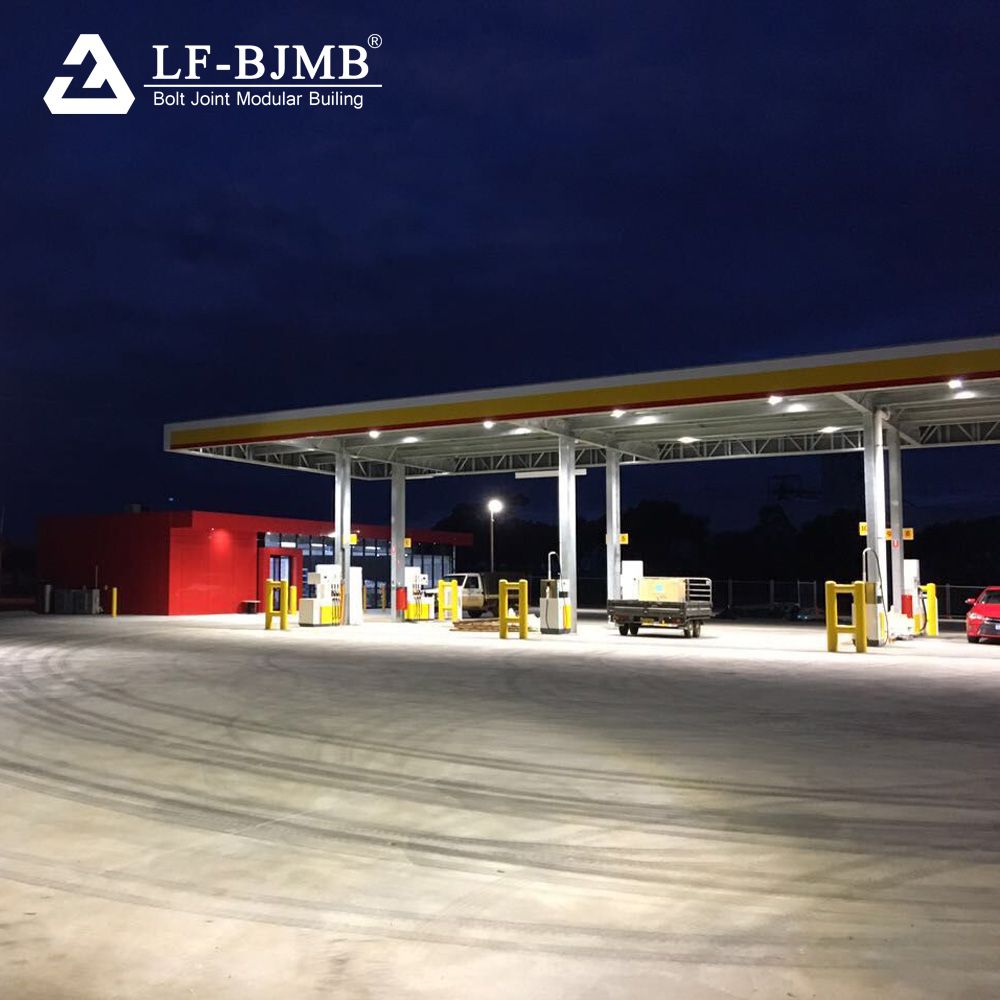 Prefabricated Steel Space Frame Petrol Filling Station Cost of Gas Station Canopy Roofing Cover
