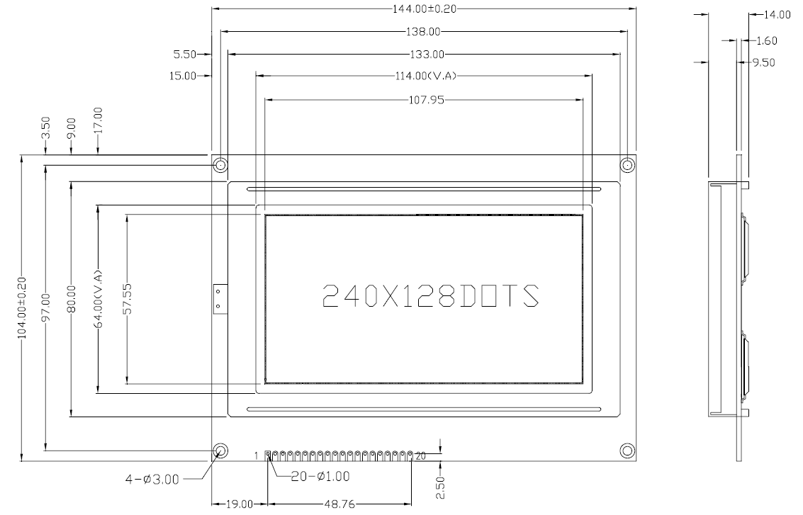 240128240x128 Graphic LCD Display COB Type LCD Module DISPLAY