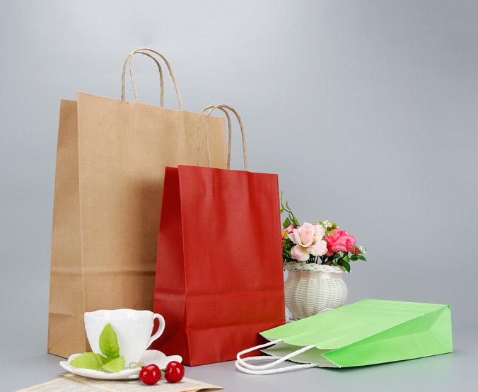 reusable kraft paper shopping bag with handle