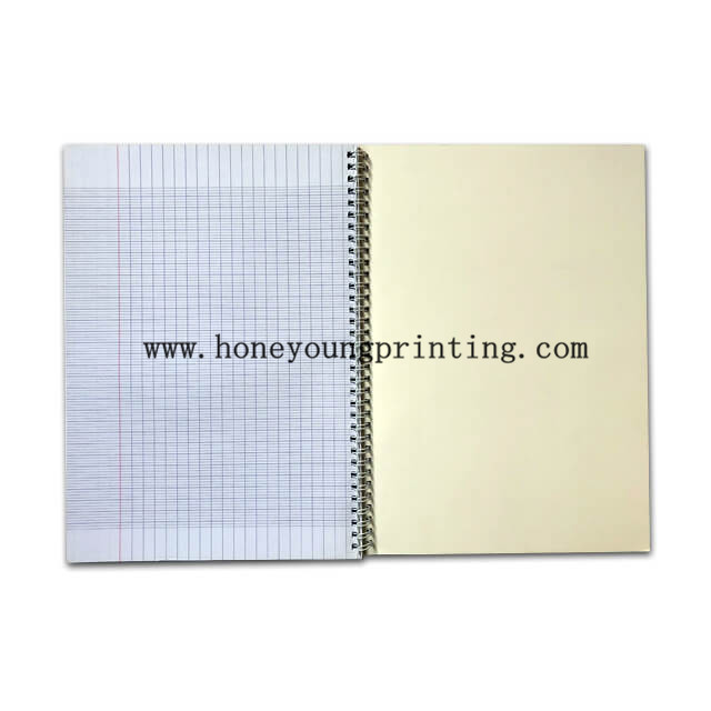 Soft cover double spiral notebook assorted designs 8mm single line with red margin A4 size for student