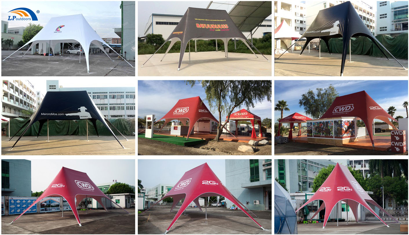 Double peak advertising star tent for outdoors event