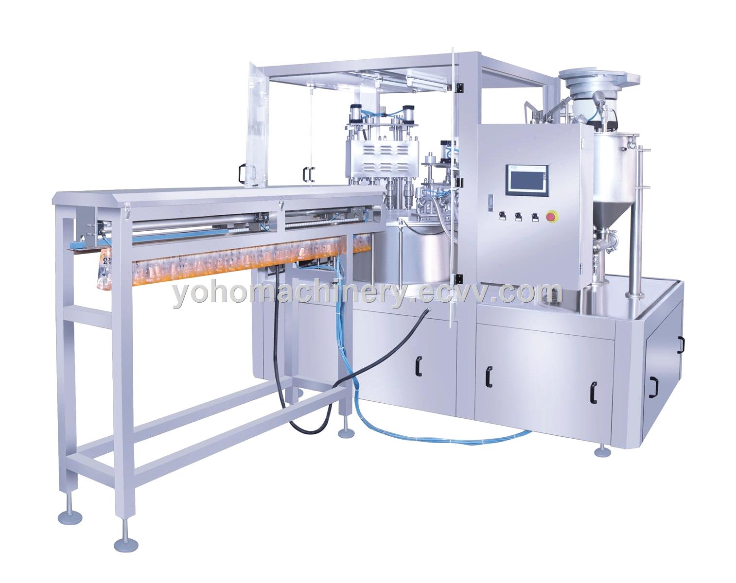 automatic rotary filling capping machine for ice cream stand up filling and capping machine