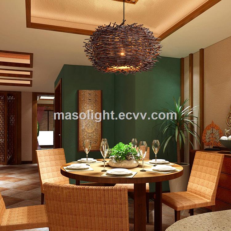 Indoor modern pendant hanging lamp covers shades bamboo material