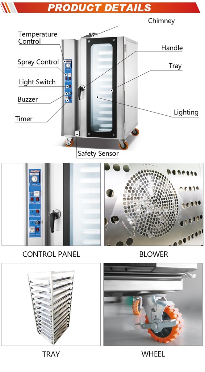 HGA12 12 Trays Industrial Gas Hot Air Circulation Steam Convection Oven Manufacturer