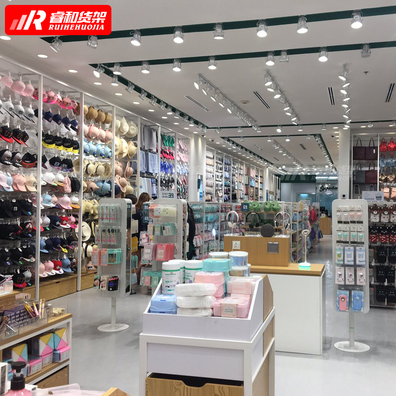 Manufacturer MINISO Metal and wood Shelf for Supermarket Store display rack