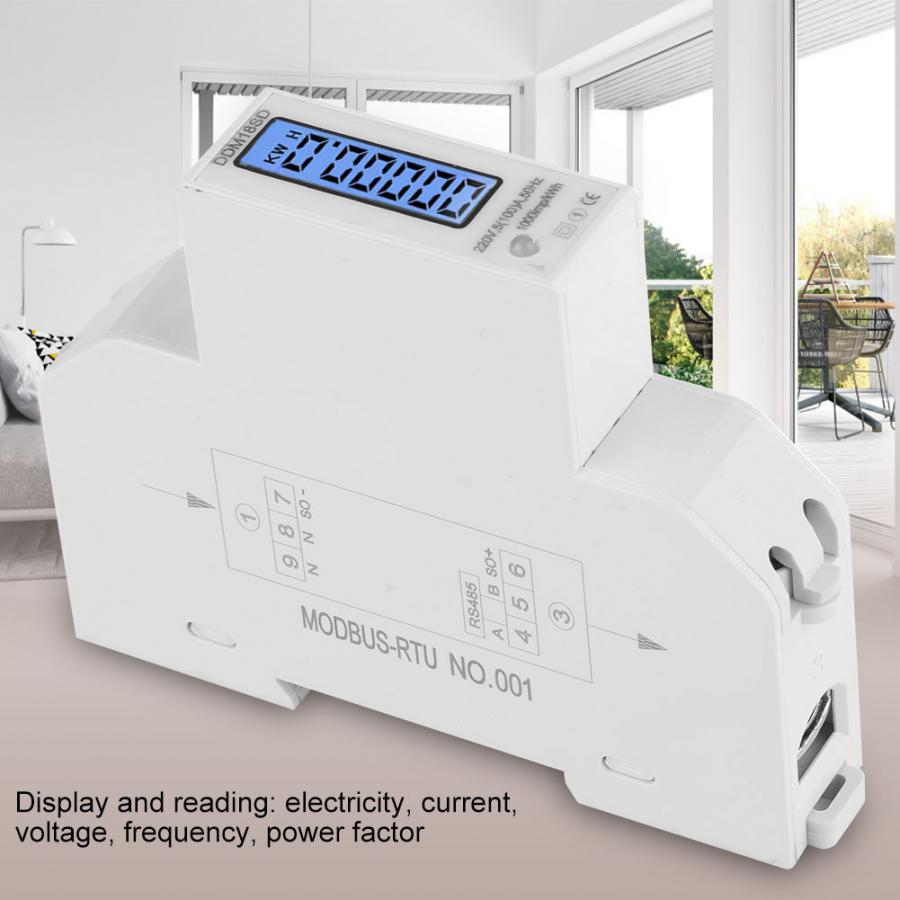 DDM18SD A LCD Digital Display Single Phase Din Rail Electricity Power Consumption Energy Watt Meter 5100A