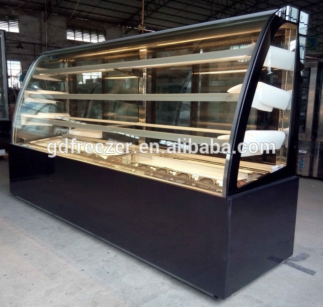 23 Years China Factory price Curved glass Bakery cake display fridge