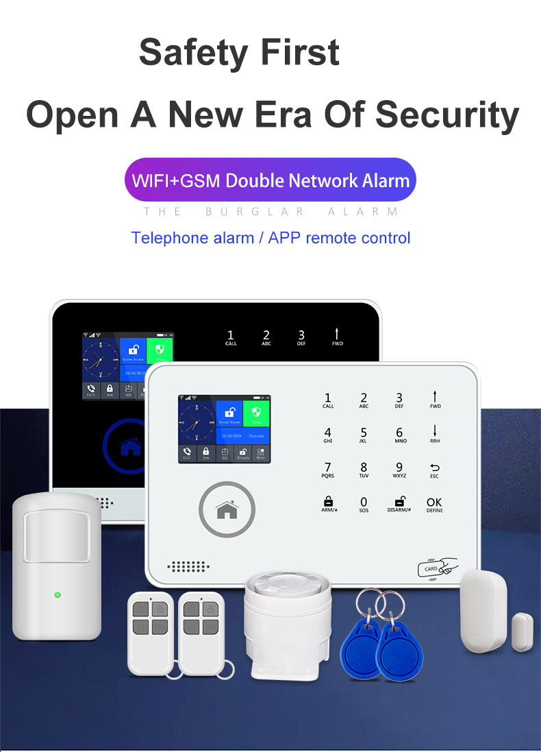 GSM 3G WiFi Home Security Alarm System Support IP Camera Smart Socket IOS Android App 88 Wireless Zone 8kind of Language