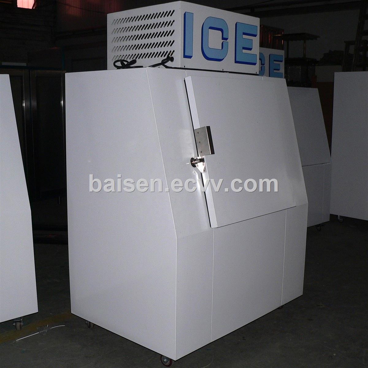 BC 380 model single Slant door Gas station outdoor Bagged ice storage bin freezer