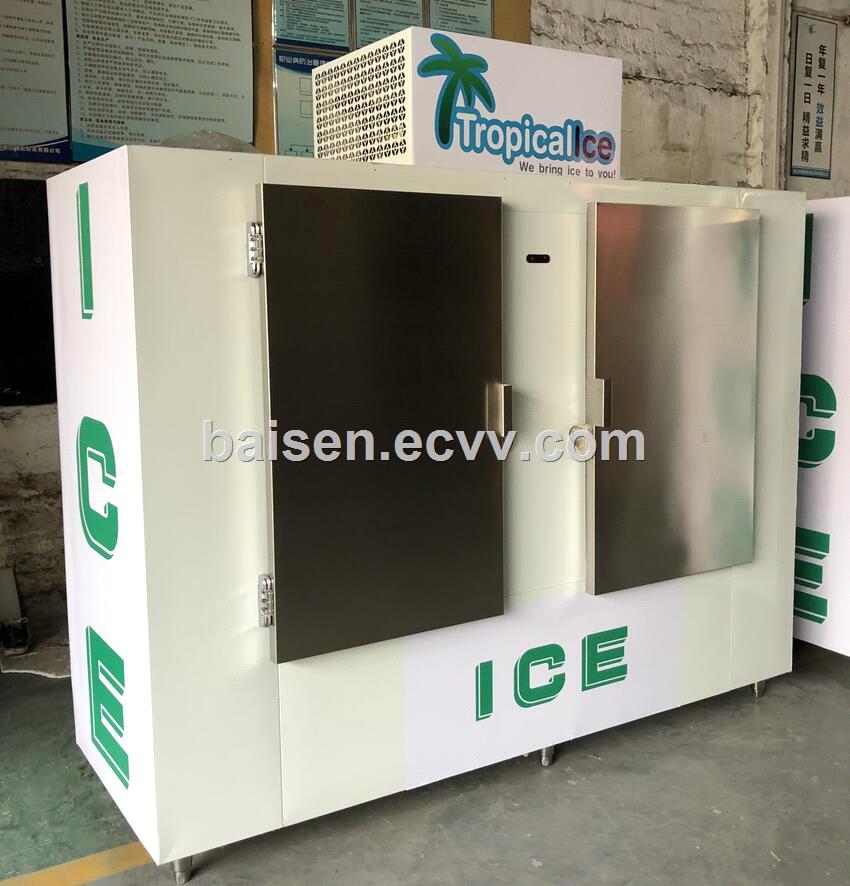 1000L Glass door Cube ice storage freezerIndoor ice merchandiser