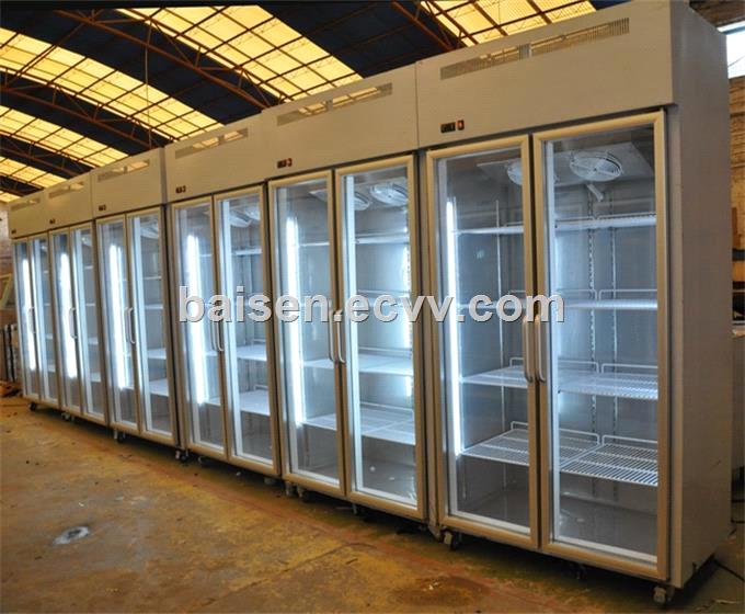 Glass Door Kitchen Showcase RefrigeratorRestaurant Upright Display Chiller