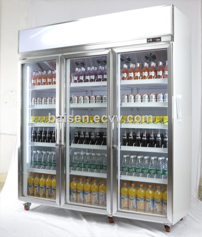 Supermarket glass door upright freezer Drink upright display refrigerator fridge