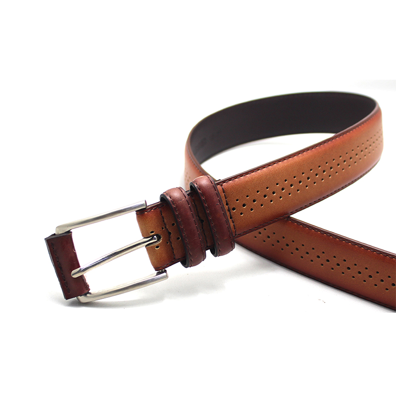 Wholesale Brown Italian Split Leather Casual Jean Belt with Pin Buckle 3519375