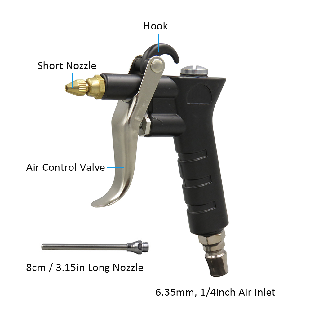 YC989 Air Blow Gun Handle Angled Bent Nozzle Air Duster Gun Cleaner Blower Duster Blow Dust Pneumatic Tool