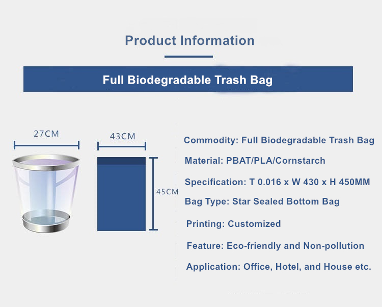 Cornstarch 100 biodegradable compostable garbage rubbish trash bin liners bags