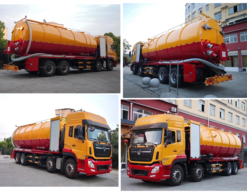 Dongfeng Jetting Sewage Vacuum Suction Truck with 375HP Deputy Diesel Engine 35m3