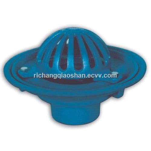 Ductile Iron fullflow roof outlet with round dome or flat grate