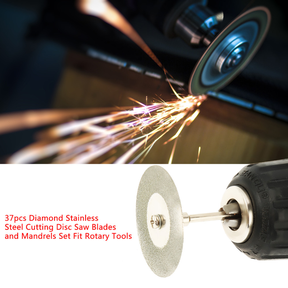 37pcs Diamond Stainless Steel Cutting Disc Saw Blades Tools Kit