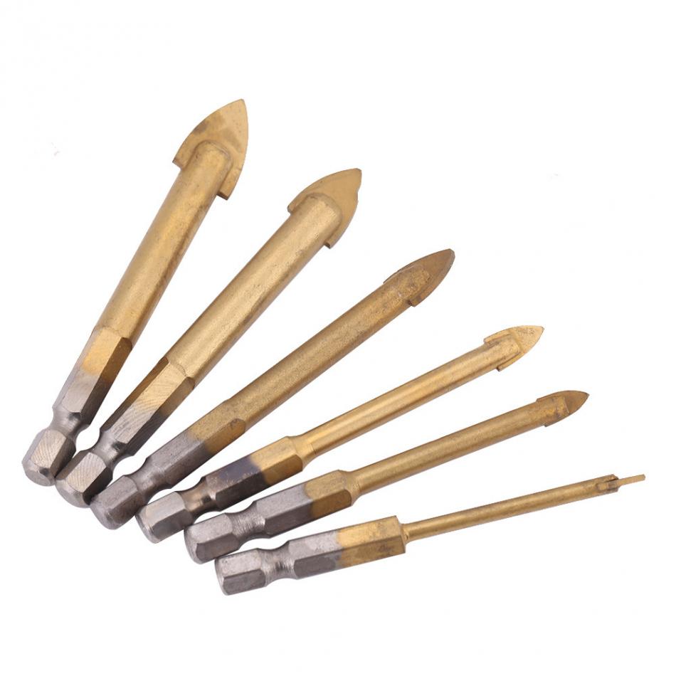 6pcsset Triangle Drill marble tile Hole Tools HighSpeed Steel twist drill Hex Shank Hand Tools Set 45681012mm