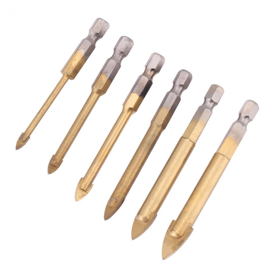6pcsset Triangle Drill marble tile Hole Tools HighSpeed Steel twist drill Hex Shank Hand Tools Set 45681012mm