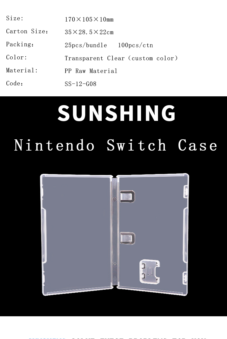 Plastic Nintendo Switch Game Card Box Case