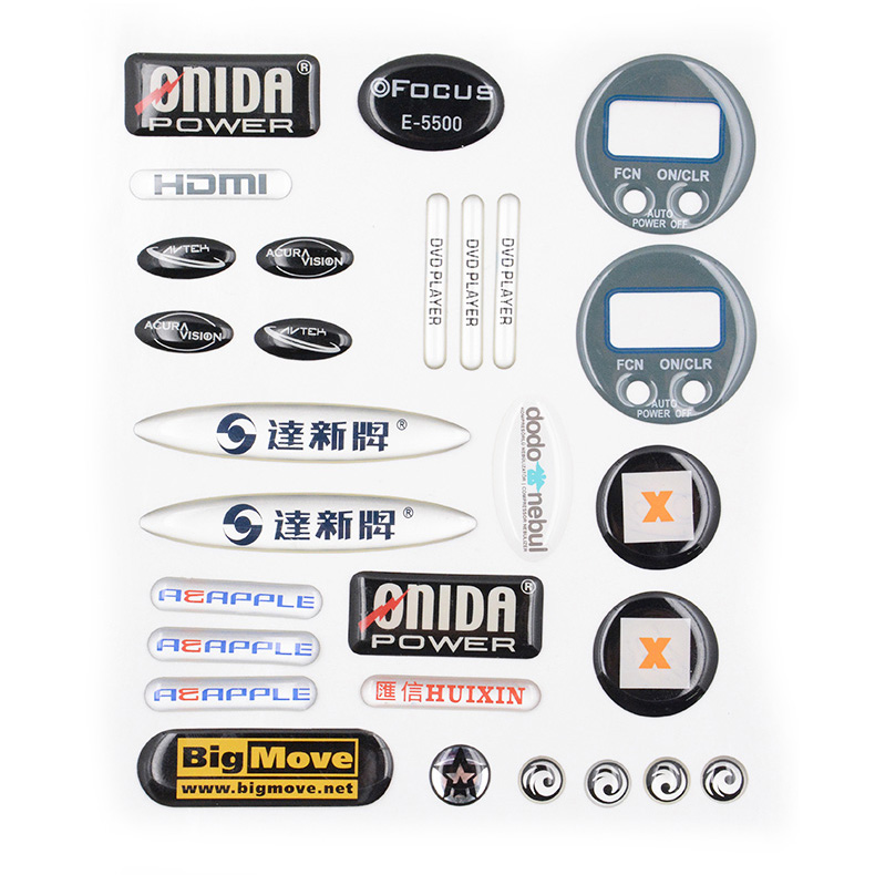 Custom design printing and precut polyurethane PU dome resin logo label sticker