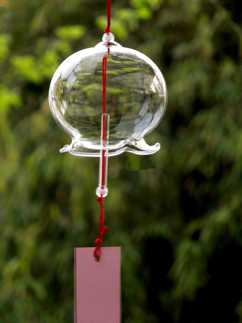 Japanese Style Lace Work Glass Windchime Handmade Transparent Glass Hanging Praying Bell
