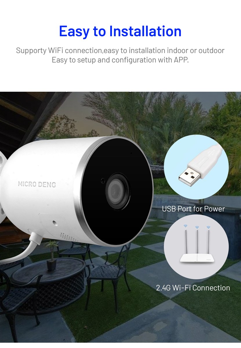 MICRO DENG Smart Waterproof Outdoors IP Camera Mini WiFi CCTV Indoor Camera Night Version for Smart Home System
