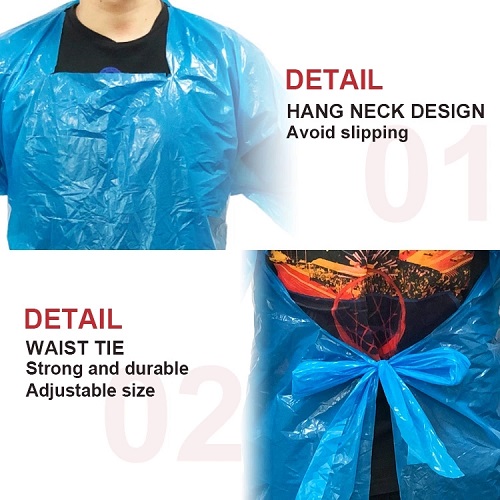 Protective Clothing Thumb Loop CPE Apron Disposable Isolation Gown