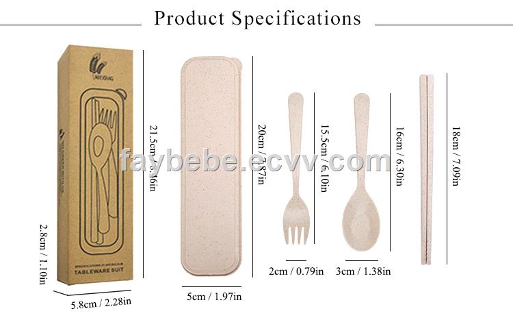 Biodegradable Wheat Straw Cutlery Set with Case