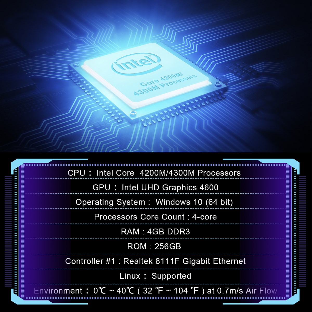 allinone mini pc win10 4GB RAM 256GB ROM Intel Core 4200M 4300M Processor wintel mini pc allinone office computer
