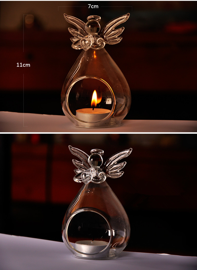 Transparent Glass Angel Candle Holder Hanging Glass Terrarium Vase Christmas Day Decoration China Factory
