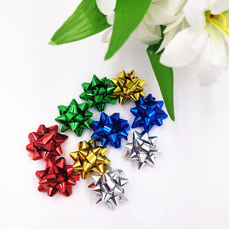 1 inch min metallici Star Bow 100 pcs 25cm plastic gift bows for wedding party and Christmas Gift decoration