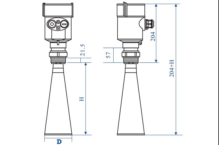 304 material highprecision explosionproof stainless steel trumpet radar level transmitter