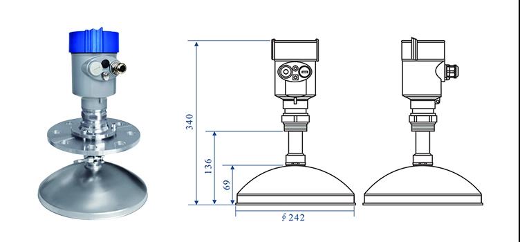 Large range 420mA ash library Raw materials warehouse radar level transmitter