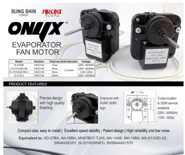 Refrigerator Sung Shin Fan Motor R050510 220V new high quality with competitive price