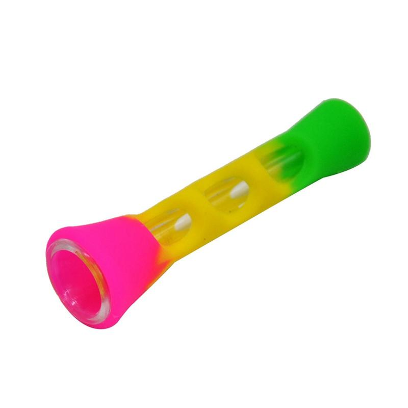 Silicone Glass Smoking Herb Tube 87MM One Hitter Dugout Pipe Tobacco Cigarette Pipe Smoke Accessories