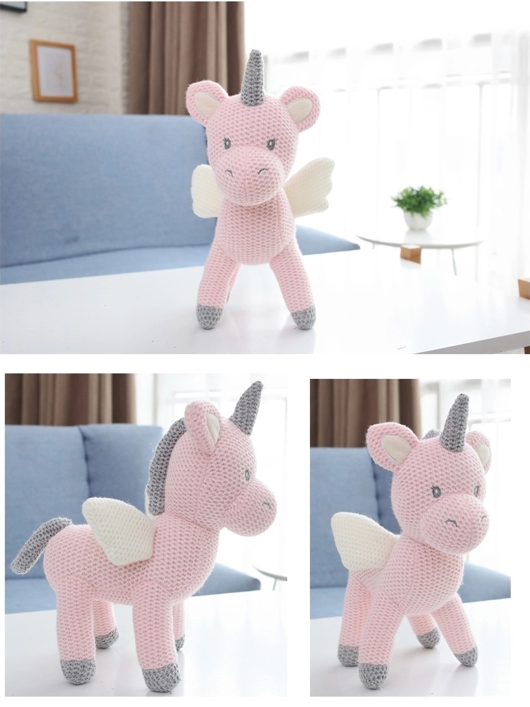 Baby Sleep Toy Knitted Stuffed Animals Plush Knitted Bunny Elephant Dinosaur Unicorn Bear Toy For Toddlers