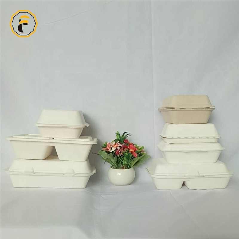 Factory outlet 85 inch Embossing leakproof Sugarcane bagasse food container box paper bento lunch box